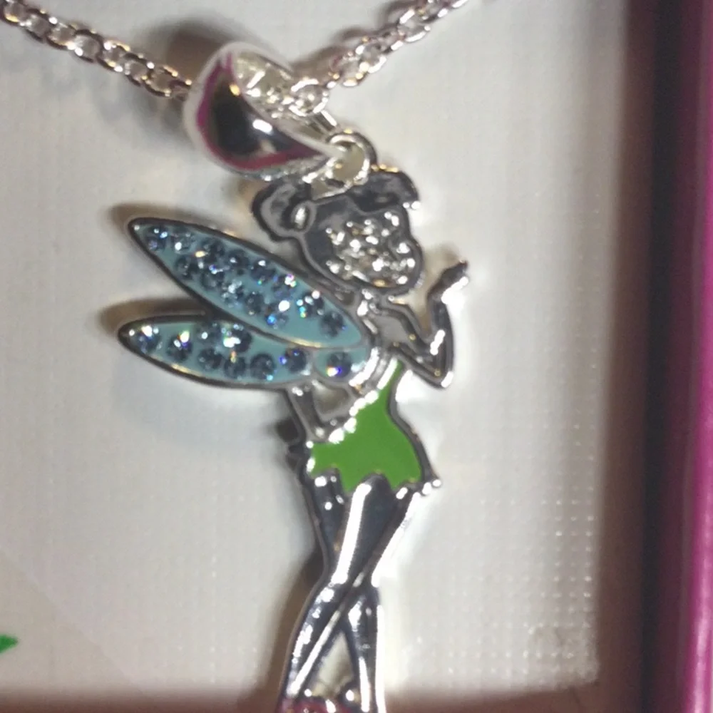 Tinker Bell silver Plated Pendant Necklace & earring bundle